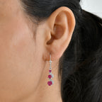 D'Joy African Ruby, White Zircon Fancy Earring in Rhodium OverlaySterling Silver  3.040  Ct._8660436_1