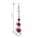 D'Joy African Ruby, White Zircon Fancy Earring in Rhodium OverlaySterling Silver  3.040  Ct._8660436_4