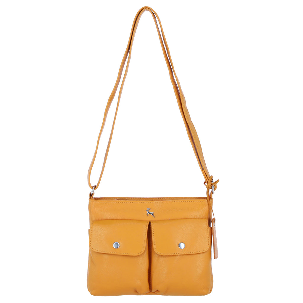 Ashwood Leather Cardiff Multi Pocket Crossbody Handbag - Yellow_8660869