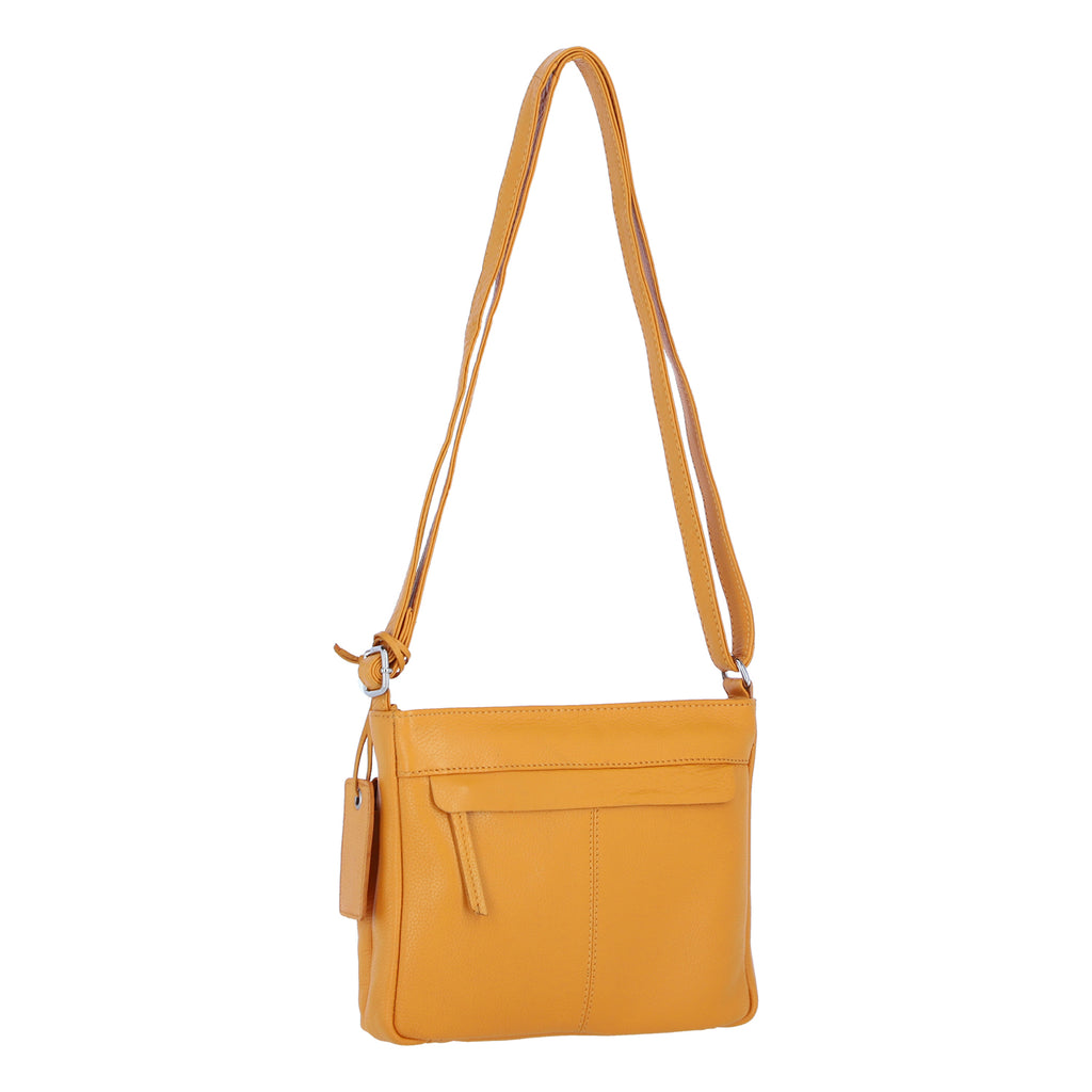 Ashwood Leather Cardiff Multi Pocket Crossbody Handbag - Yellow_8660869_2