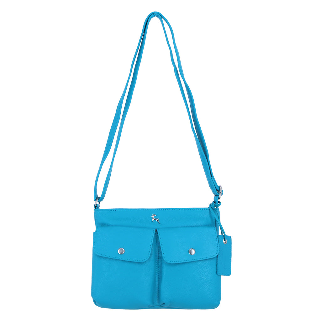Ashwood Leather Cardiff Multi Pocket Crossbody Handbag - Blue_8660871