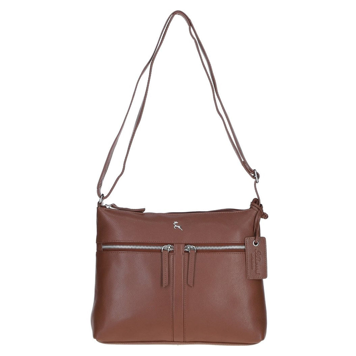 Ashwood Genuine Leather Mourne Multi Zip Crossbody Bag - Cognac V32576348 0