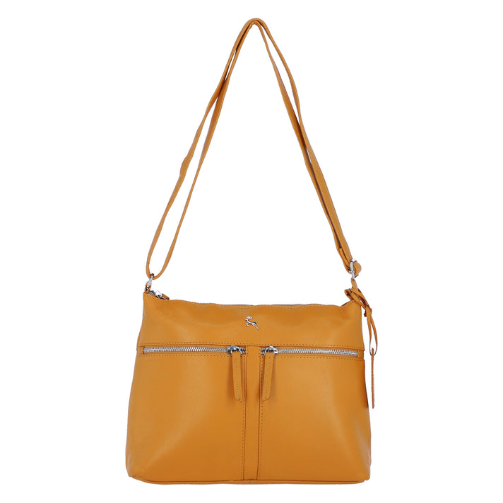 Ashwood Genuine Leather Mourne Multi Zip Crossbody Bag - Yellow V32661338 1
