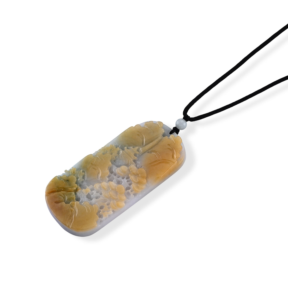 Chairman Collection Natural Type A Bi Colour Honey Burmese Jadeite Mountain Serenity Carved Necklace with (Size Adjustable Upto 28) 235.00 Ct. 8660899 3