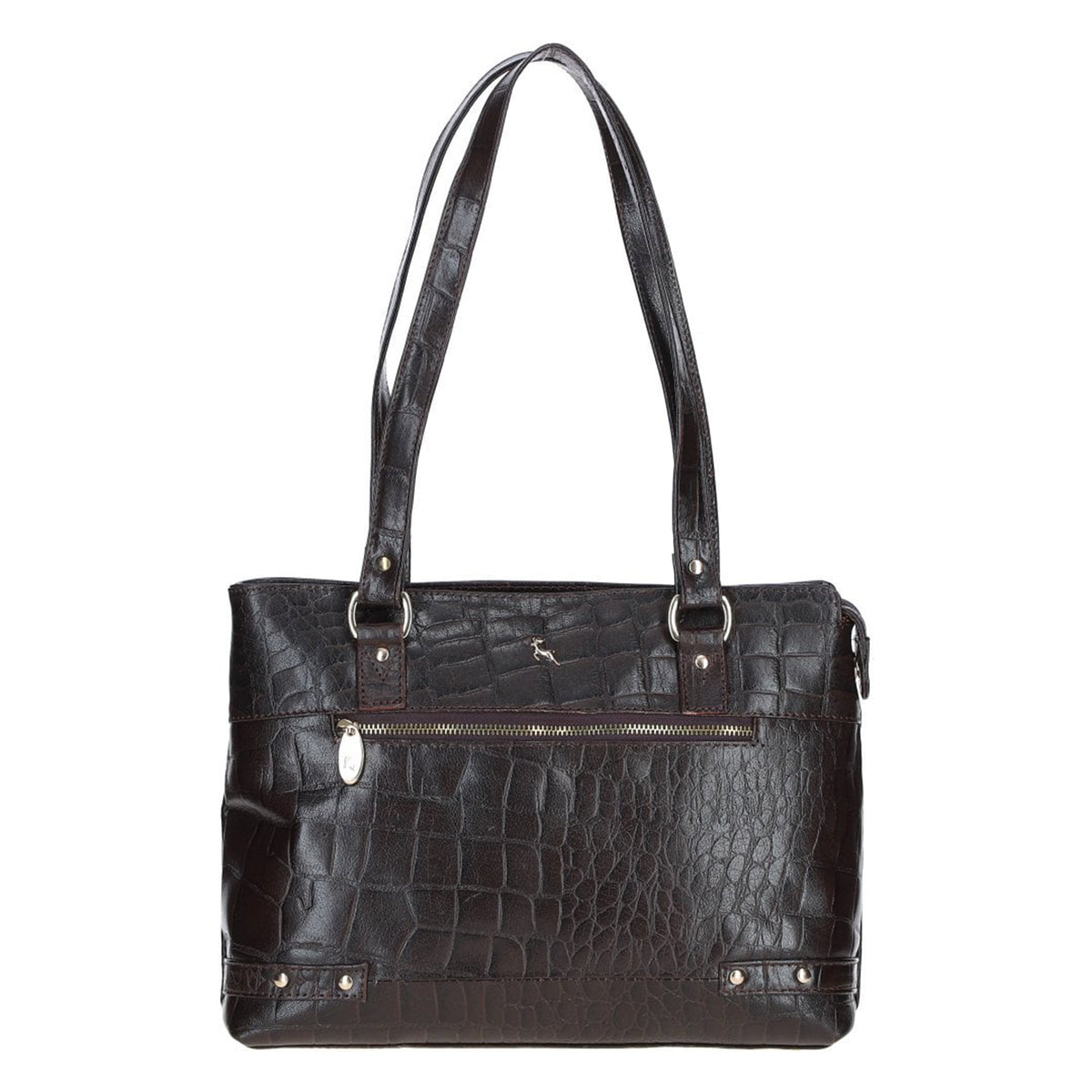 Ashwood Croc Effect Real Leather Shoulder Bag - Chocolate Brown V32517602 0
