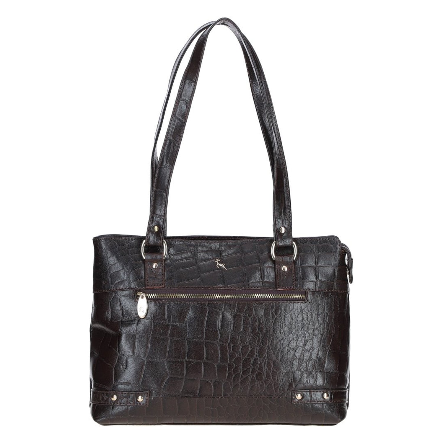 Ashwood Croc Effect Real Leather Shoulder Bag - Chocolate Brown V32517602 0