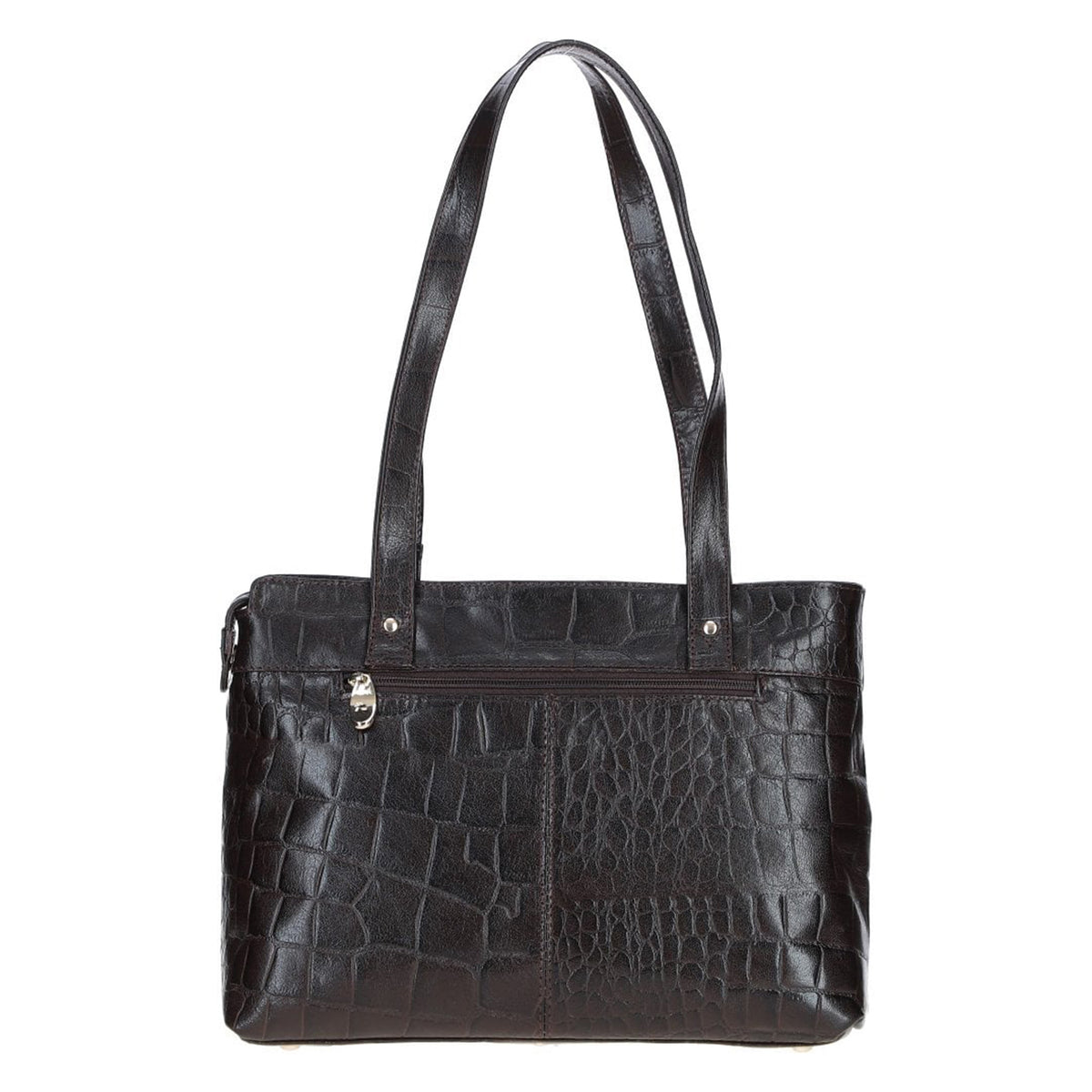 Ashwood Croc Effect Real Leather Shoulder Bag - Chocolate Brown V32517602 1