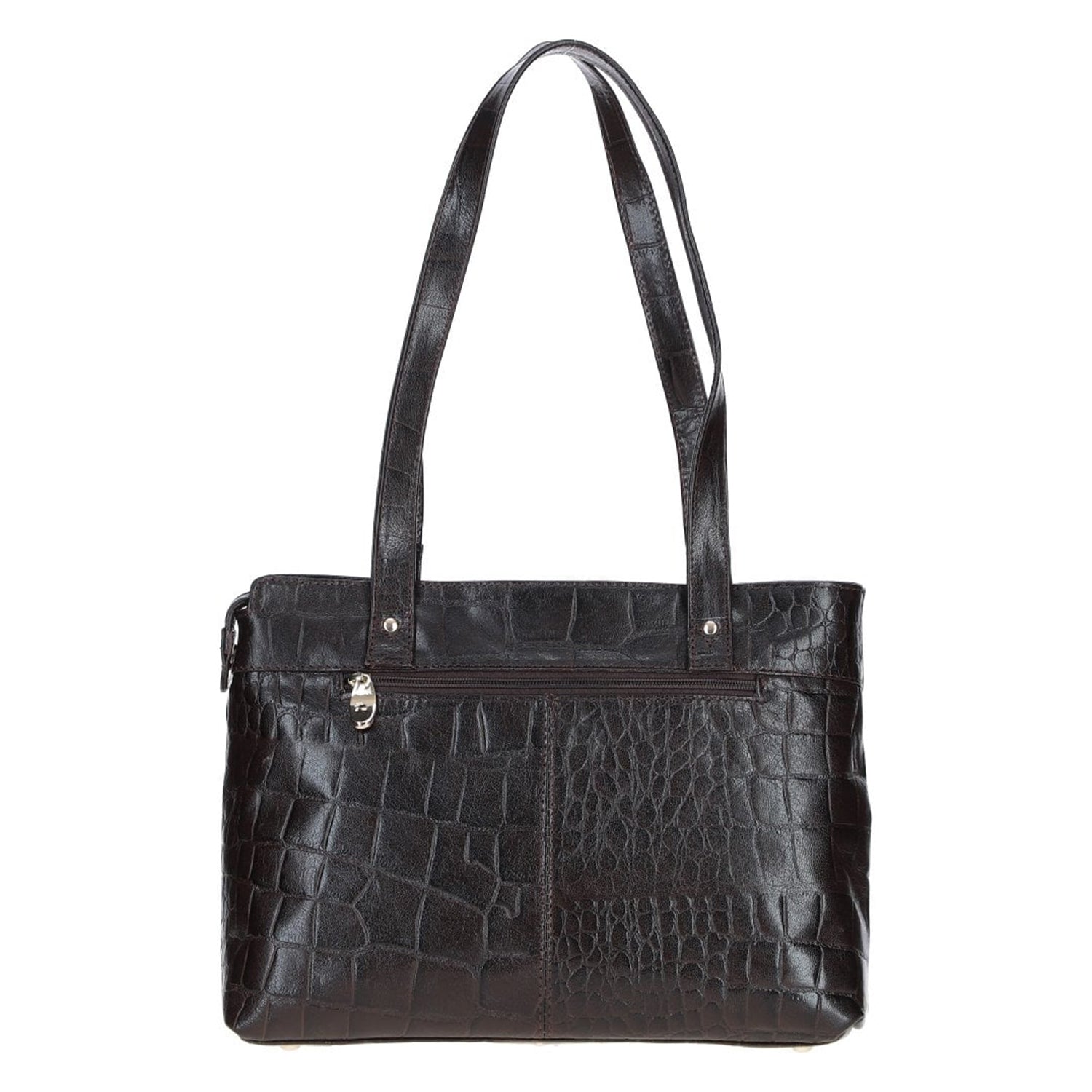 Ashwood Croc Effect Real Leather Shoulder Bag - Chocolate Brown V32517602 1