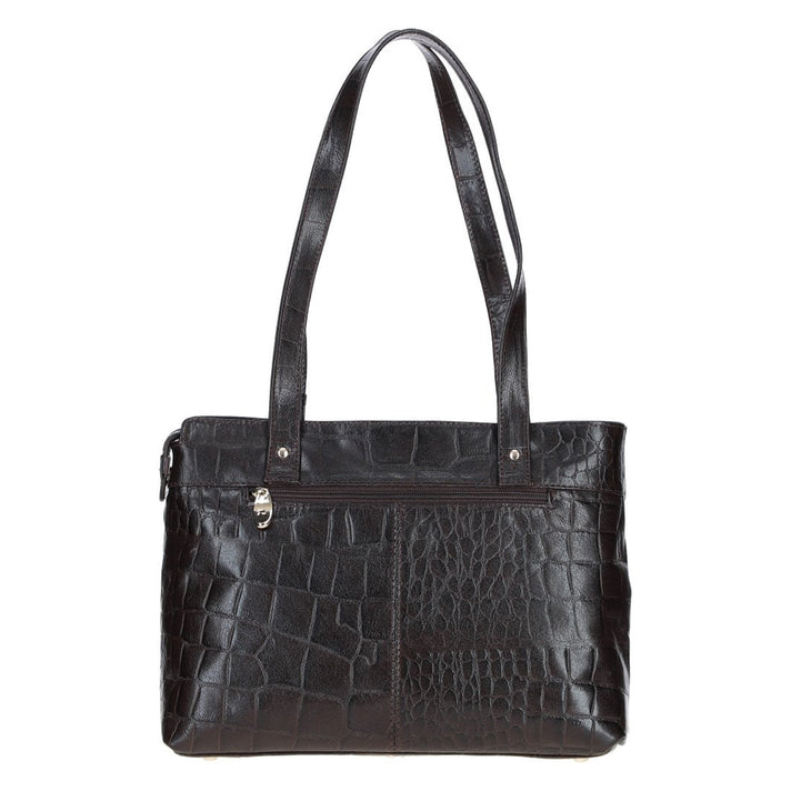 Ashwood Croc Effect Real Leather Shoulder Bag - Chocolate Brown V32619194 2