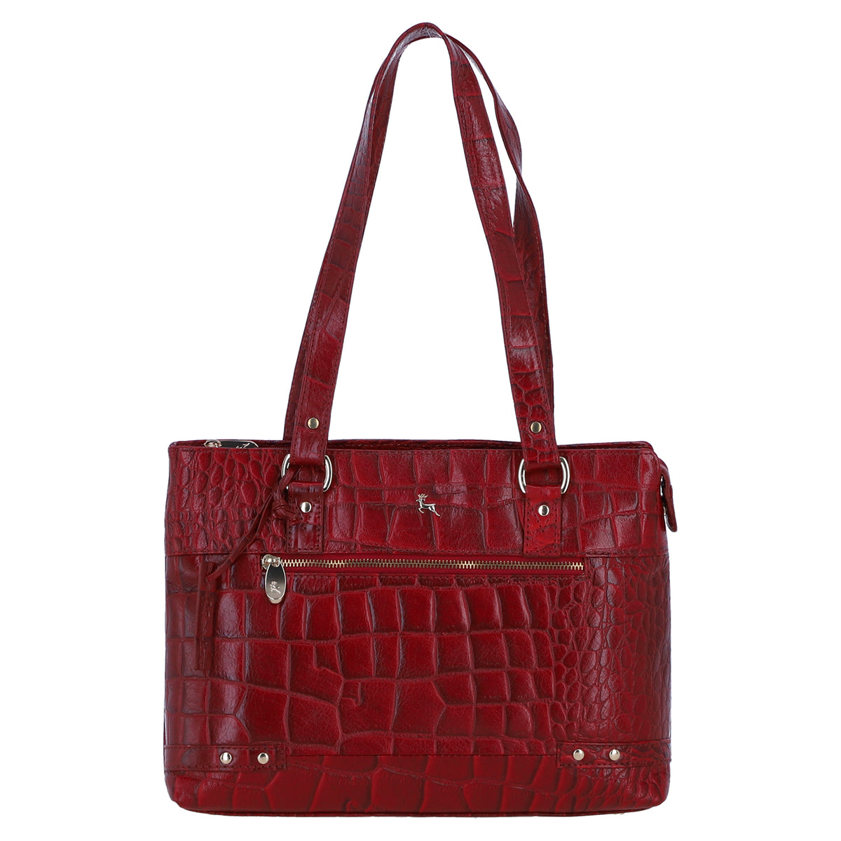 Ashwood Croc Effect Real Leather Shoulder Bag - Dark Red V32512473 0