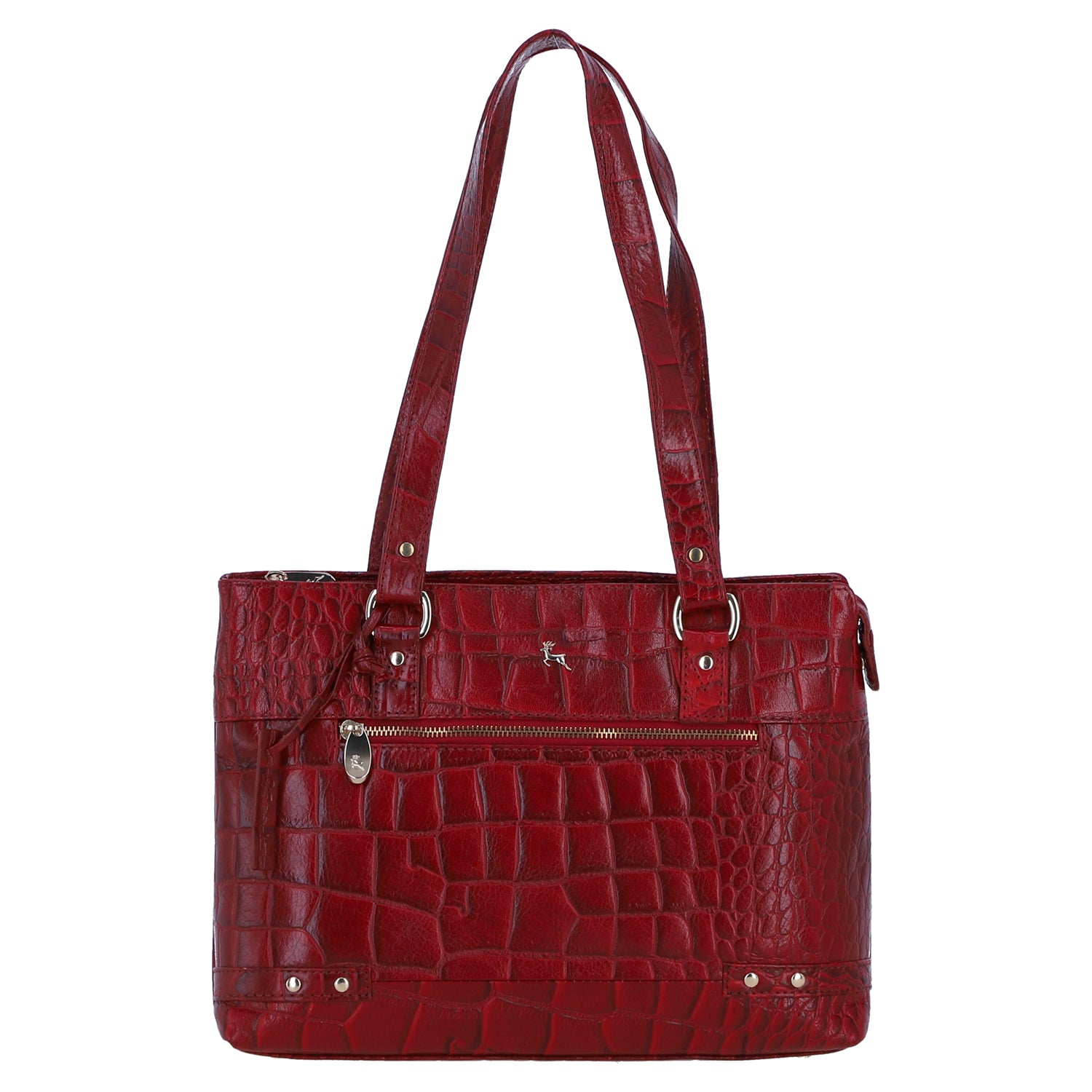 Ashwood Croc Effect Real Leather Shoulder Bag - Dark Red V32512473 0