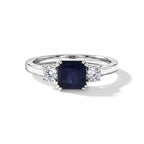 Luxuriant - Masoala Sapphire & Lab Grown Diamond Trilogy Ring in Rhodium Overlay Sterling Silver 1.84 Ct._8661674