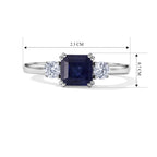 Luxuriant - Masoala Sapphire & Lab Grown Diamond Trilogy Ring in Rhodium Overlay Sterling Silver 1.84 Ct._8661674_5