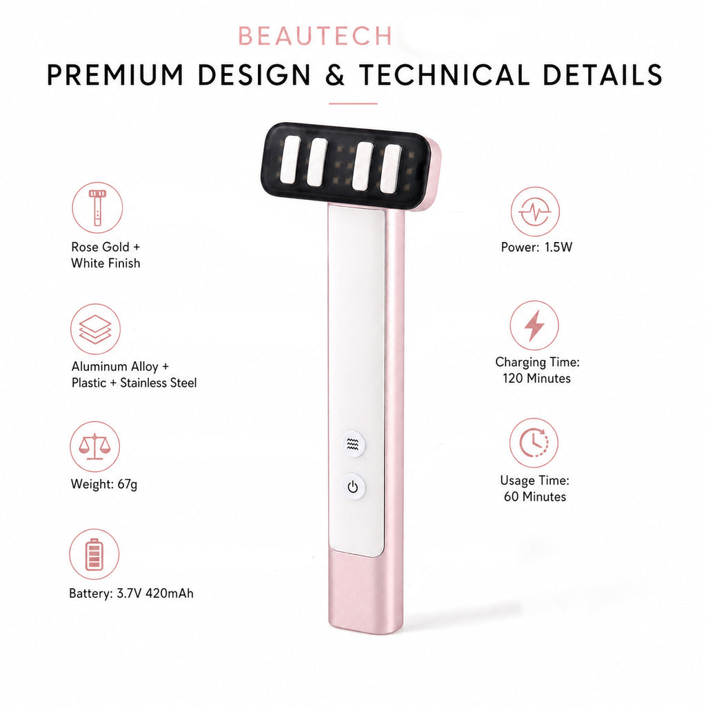 "Beautech SJ37 Facial massager                             Color: host: rose gold, plastic on the front: white                                              Product Size: T-shape 54×24.5×153 mm / I-sha_8661700_3