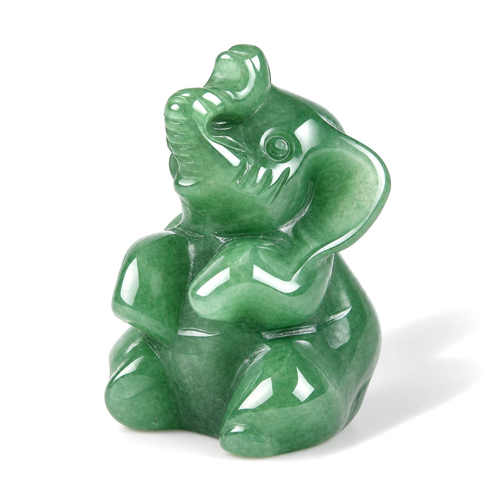 Limited Edition Elephant Gemstone Carving Collectible - Green Aventurine 8661754 2