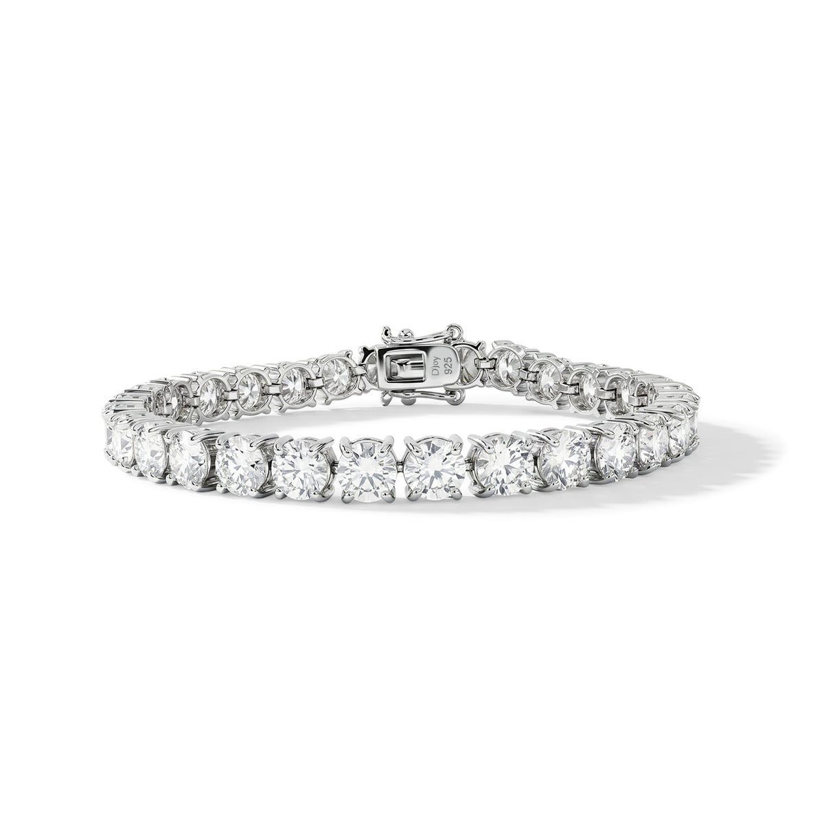 D'Joy - GRA Certified Moissanite (VVS1-D) Tennis Bracelet (Size - 8) in Rhodium Overlay Sterling Silver 23.50 Ct, Silver Wt. 13.00 Gms V32666944 0