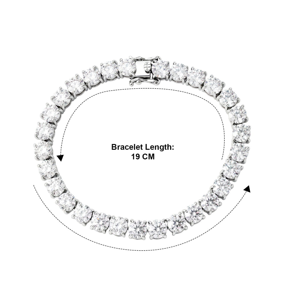 D'Joy - GRA Certified Moissanite (VVS1-D) Tennis Bracelet (Size - 8) in Rhodium Overlay Sterling Silver 23.50 Ct, Silver Wt. 13.00 Gms V32666944 5