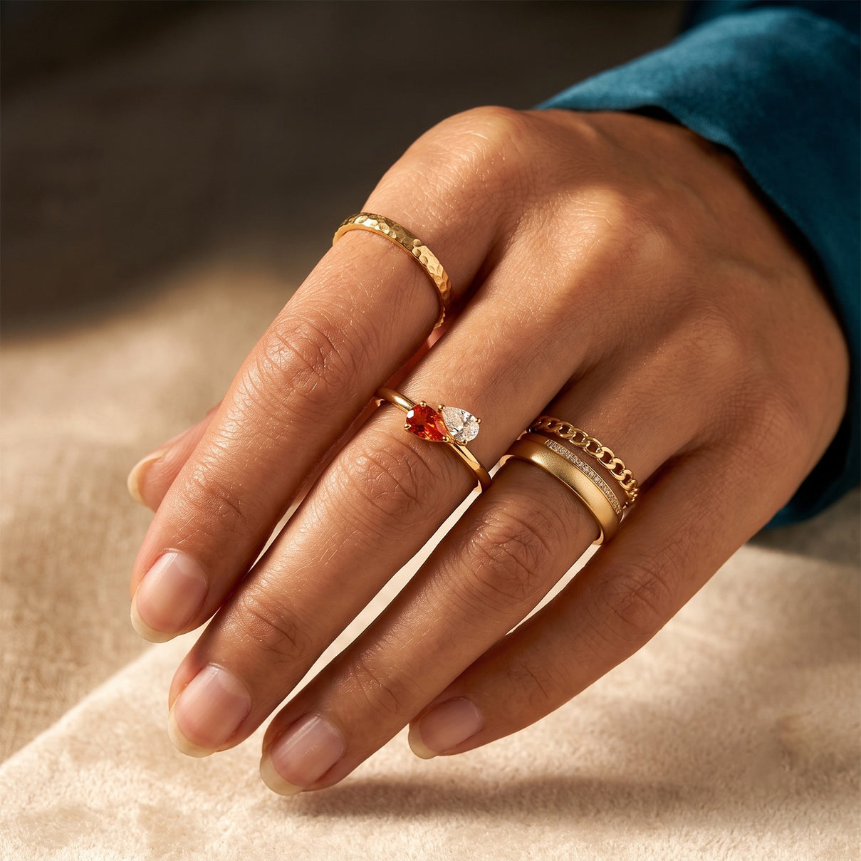 D'Joy - Fire Opal &amp; Moissanite Bypass Ring in 18K Vermeil Yellow Gold Plated Sterling Silver 8662062 2