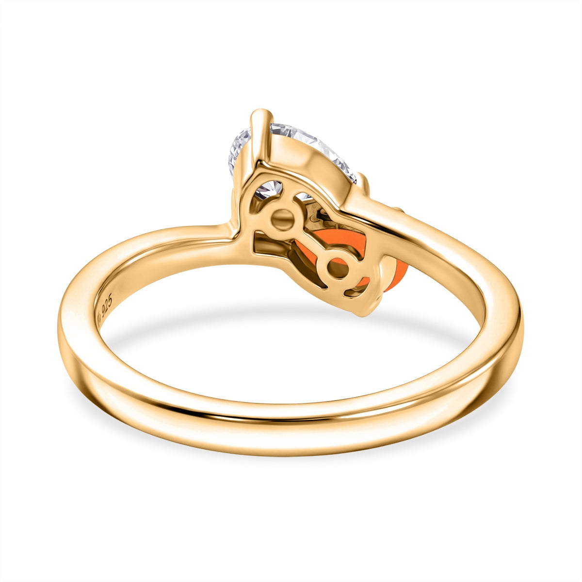 D'Joy - Fire Opal &amp; Moissanite Bypass Ring in 18K Vermeil Yellow Gold Plated Sterling Silver 8662062 4