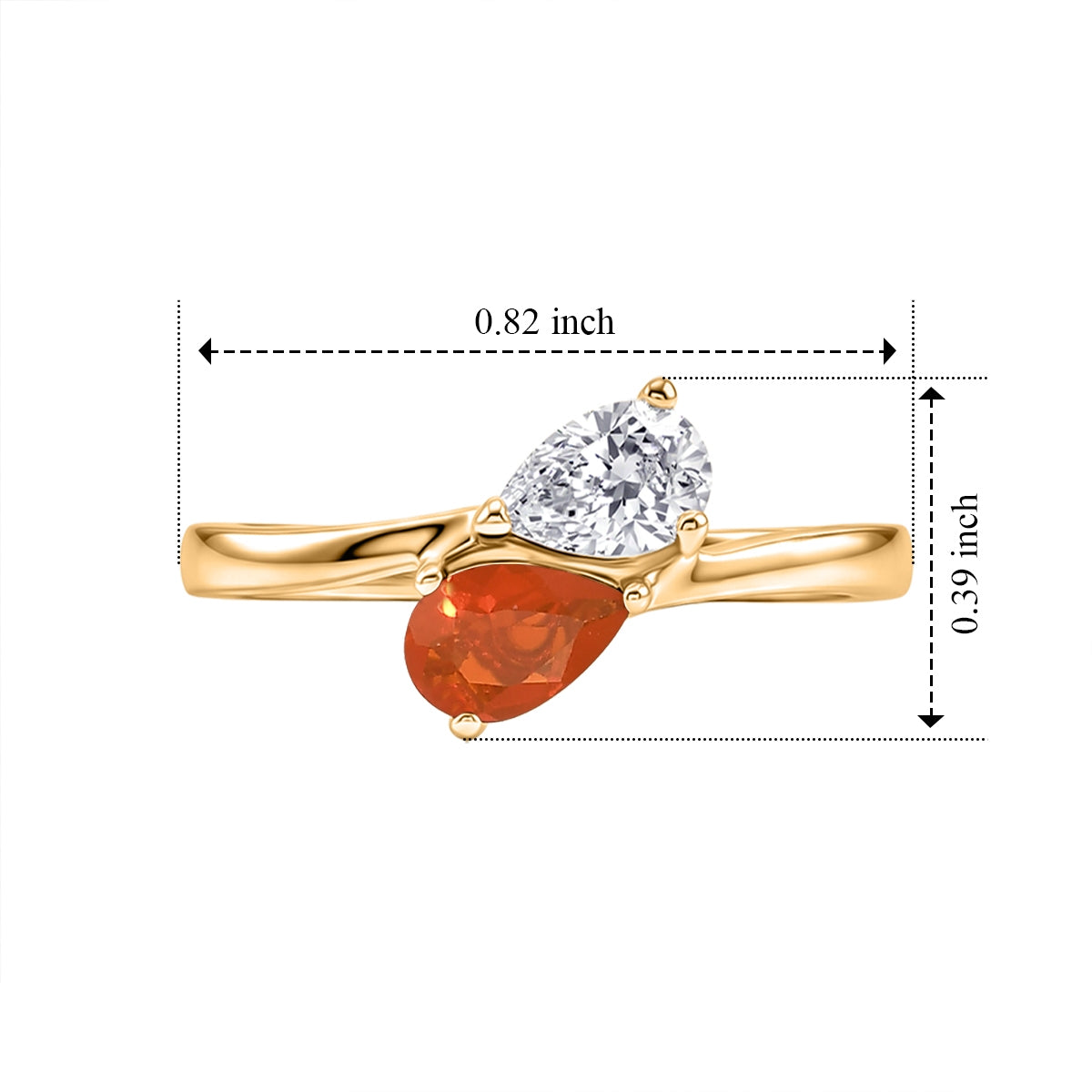 D'Joy - Fire Opal &amp; Moissanite Bypass Ring in 18K Vermeil Yellow Gold Plated Sterling Silver 8662062 5