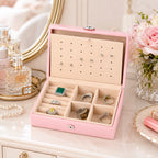 Portable Travel Jewelry Organizer Case with Earring Holder (Size 16x11x6 cm) - Pink_8662131_1