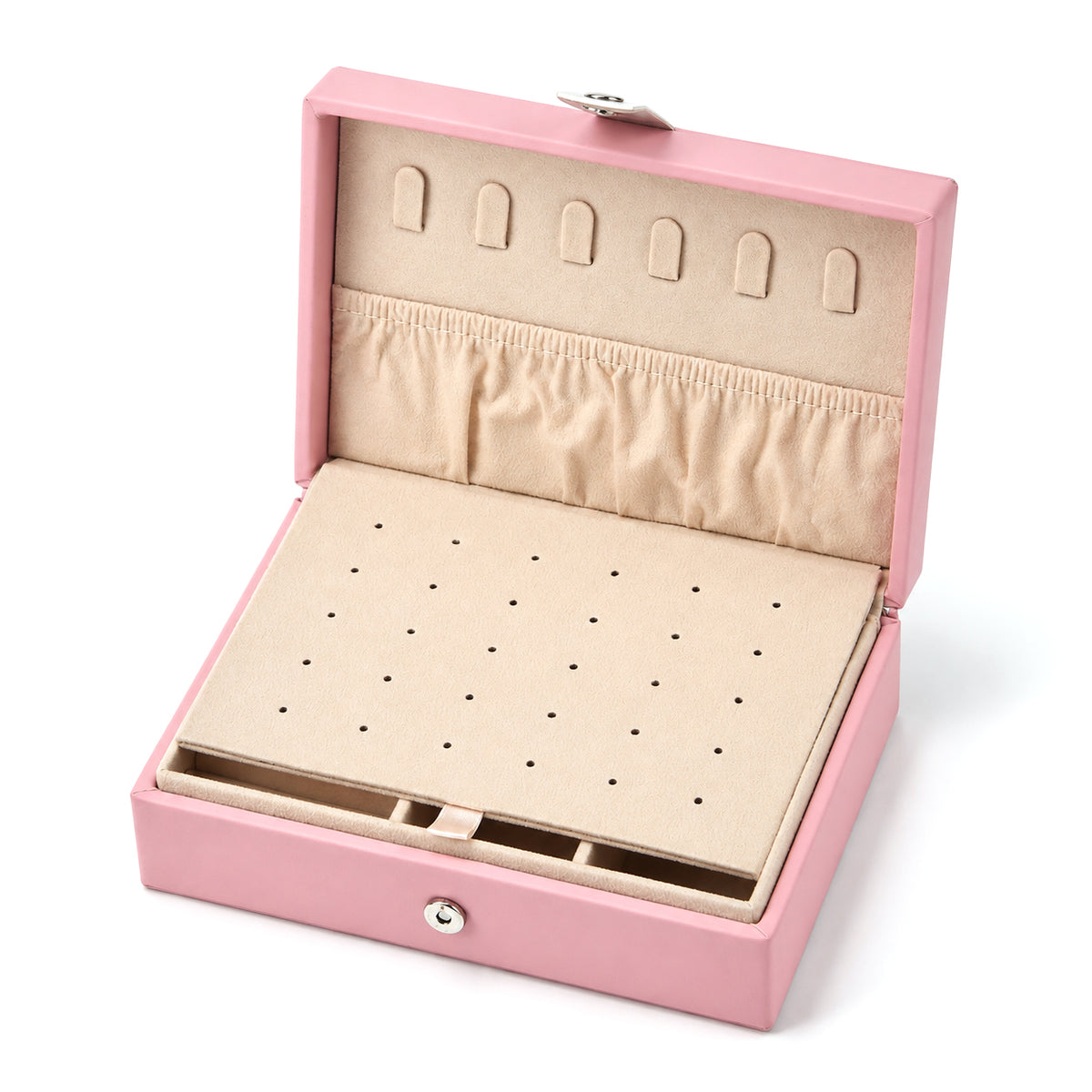 Portable Travel Jewelry Organizer Case with Earring Holder (Size 16x11x6 cm) - Pink 8662131 4