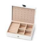 Portable Travel Jewelry Organizer Case with Earring Holder (Size 16x11x6 cm) - White_8662132