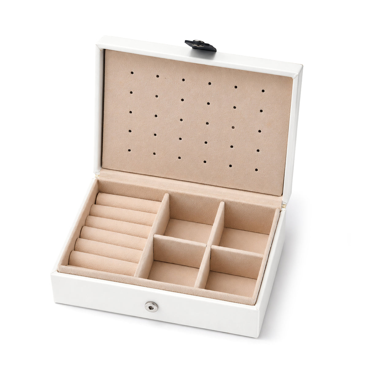Portable Travel Jewellery Organiser Case with Earring Holder (Size 16x11x6 cm) - White V32666455 0