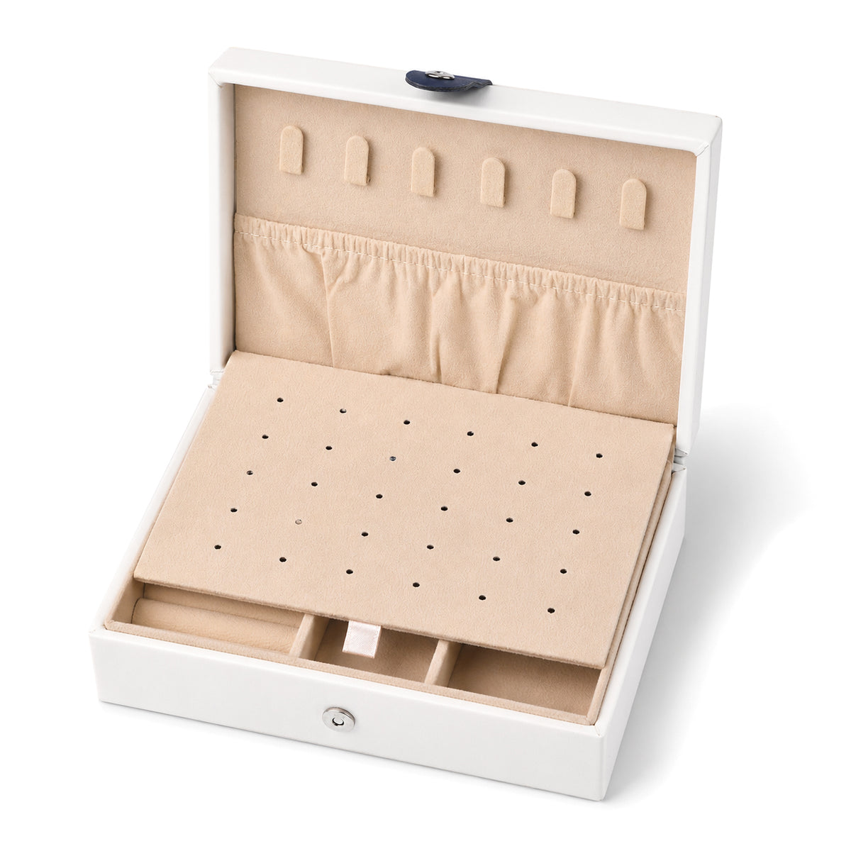 Portable Travel Jewellery Organiser Case with Earring Holder (Size 16x11x6 cm) - White V32666455 4