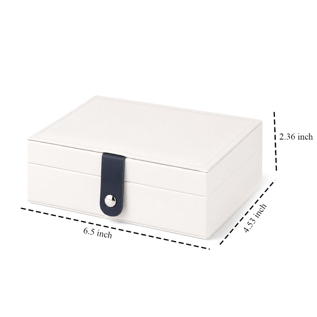 Portable Travel Jewelry Organizer Case with Earring Holder (Size 16x11x6 cm) - White_8662132_6