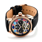 William Hunt Limited Edition Mosaic Automatic Movement 5ATM Water Resistant Enamel Skeleton Dial & Rose Gold Plated UNISEX Watch with Black Genuine Leather Strap_8662144_3
