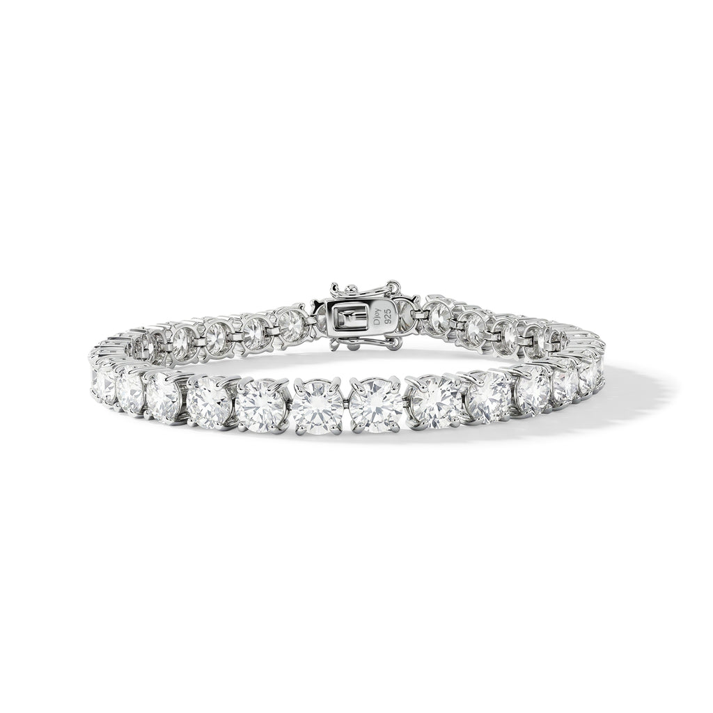 D'Joy - GRA Certified Moissanite Tennis Bracelet (Size - 7.5) in Rhodium Overlay Sterling Silver 23.50 Ct, Silver Wt. 13.00 Gms_8662148