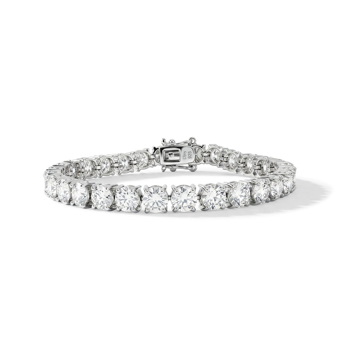 D'Joy - GRA Certified Moissanite Tennis Bracelet (Size - 7.5) in Rhodium Overlay Sterling Silver 23.50 Ct, Silver Wt. 13.00 Gms V32635534 1