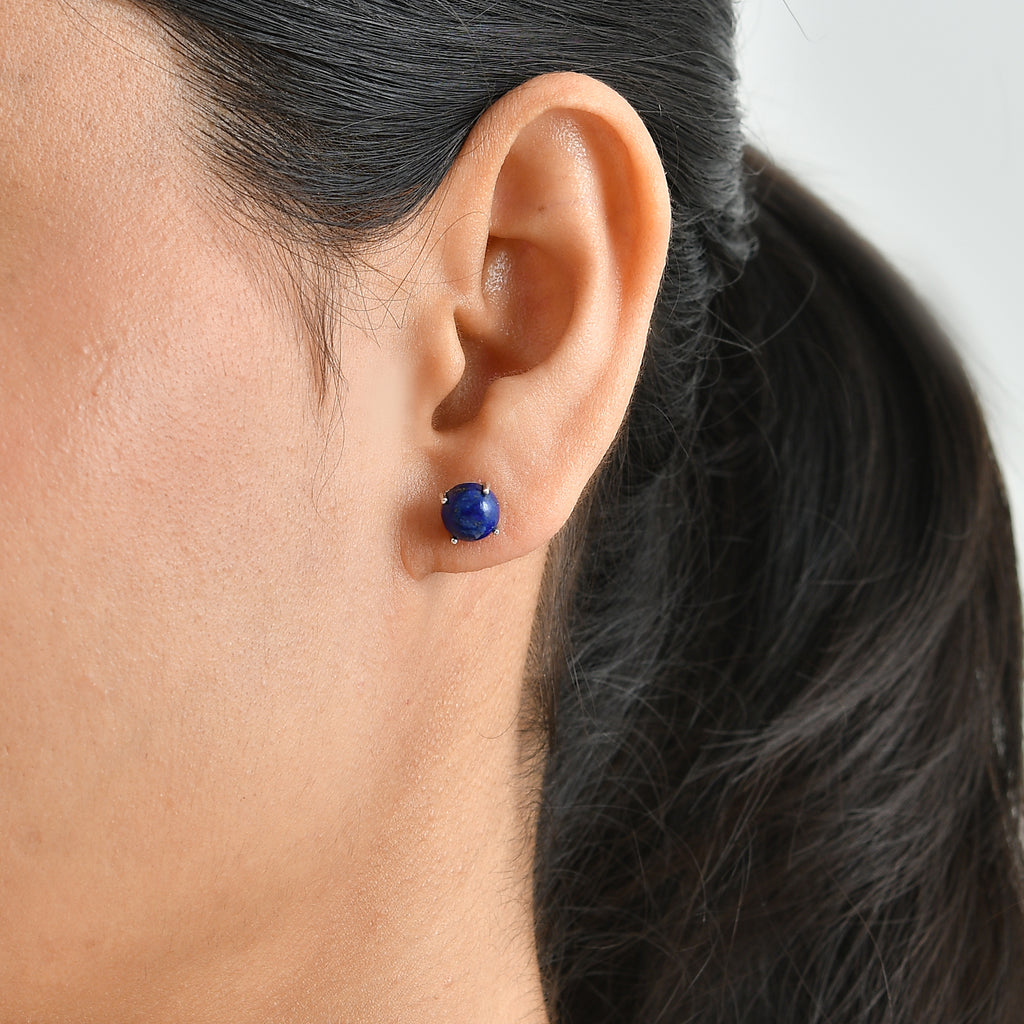 Lapis Lazuli Earring with Push Back in Platinum Overlay Sterling Silver 3.50 Ct._8662196_1