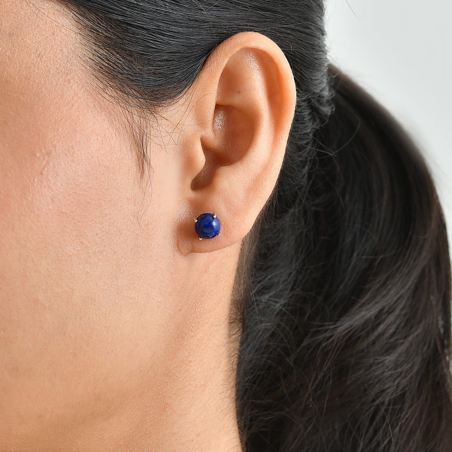 Lapis Lazuli Earring with Push Back in Platinum Overlay Sterling Silver 3.50 Ct. 8662196 2