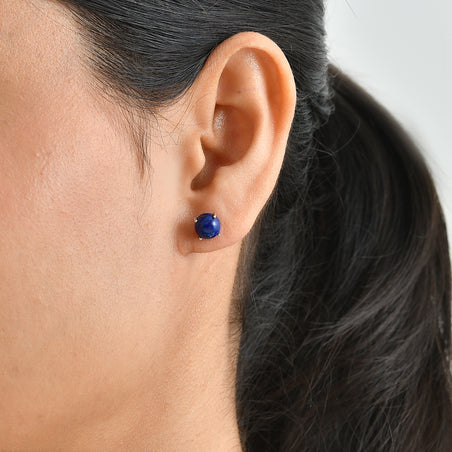 Lapis Lazuli Earring with Push Back in Platinum Overlay Sterling Silver 3.50 Ct. 8662196 2
