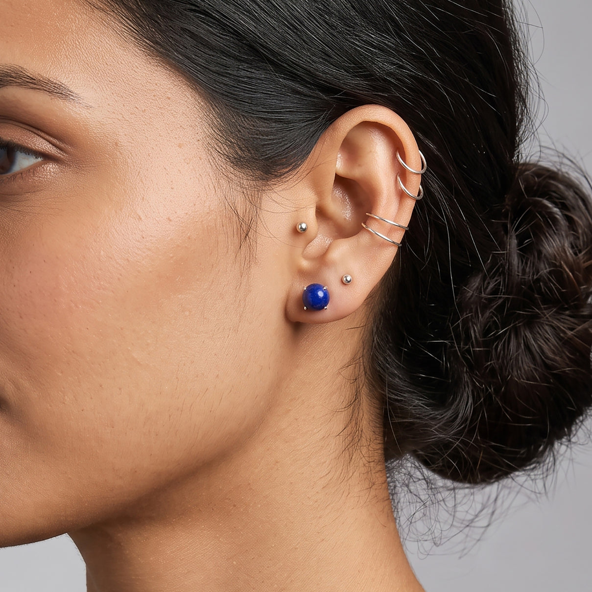 Lapis Lazuli Earring with Push Back in Platinum Overlay Sterling Silver 3.50 Ct. 8662196 3