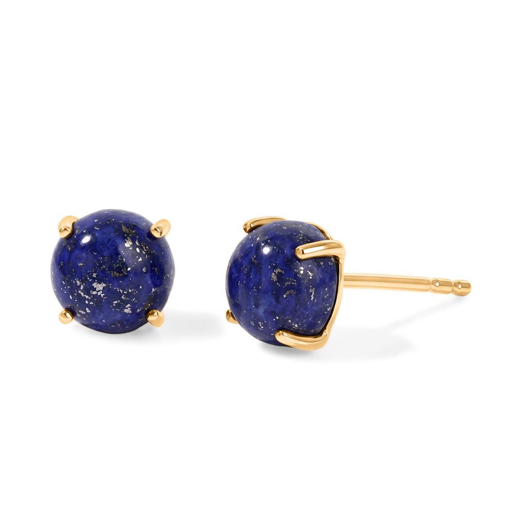 Lapis Lazuli Earring with Push Back in Yellow Gold Plated Sterling Silver 3.50 Ct._8662197