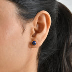 Lapis Lazuli Earring with Push Back in Yellow Gold Plated Sterling Silver 3.50 Ct._8662197_1