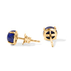 Lapis Lazuli Earring with Push Back in Yellow Gold Plated Sterling Silver 3.50 Ct._8662197_3