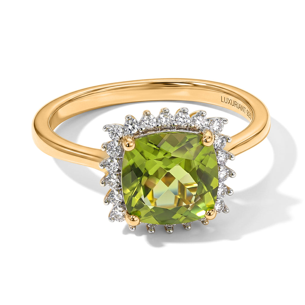 D'Joy Natural Premium Hebei Peridot  & Lab Grown Diamond Ring in 18K Vermeil Yellow Gold Plated Sterling Silver 2.59 Ct._8662564