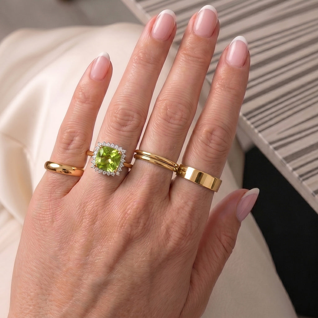 D'Joy Natural Premium Hebei Peridot  & Lab Grown Diamond Ring in 18K Vermeil Yellow Gold Plated Sterling Silver 2.59 Ct._8662564_2