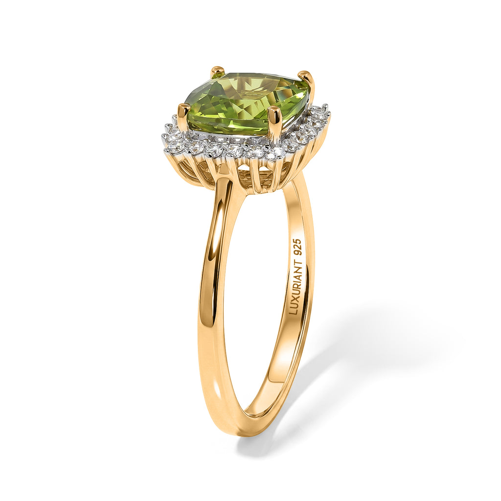 D'Joy Natural Premium Hebei Peridot  & Lab Grown Diamond Ring in 18K Vermeil Yellow Gold Plated Sterling Silver 2.59 Ct._8662564_3