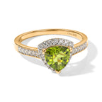 D'Joy Natural Hebei Peridot & White Zircon Ring in Yellow Gold Plated Sterling Silver 1.67 Ct._8662573