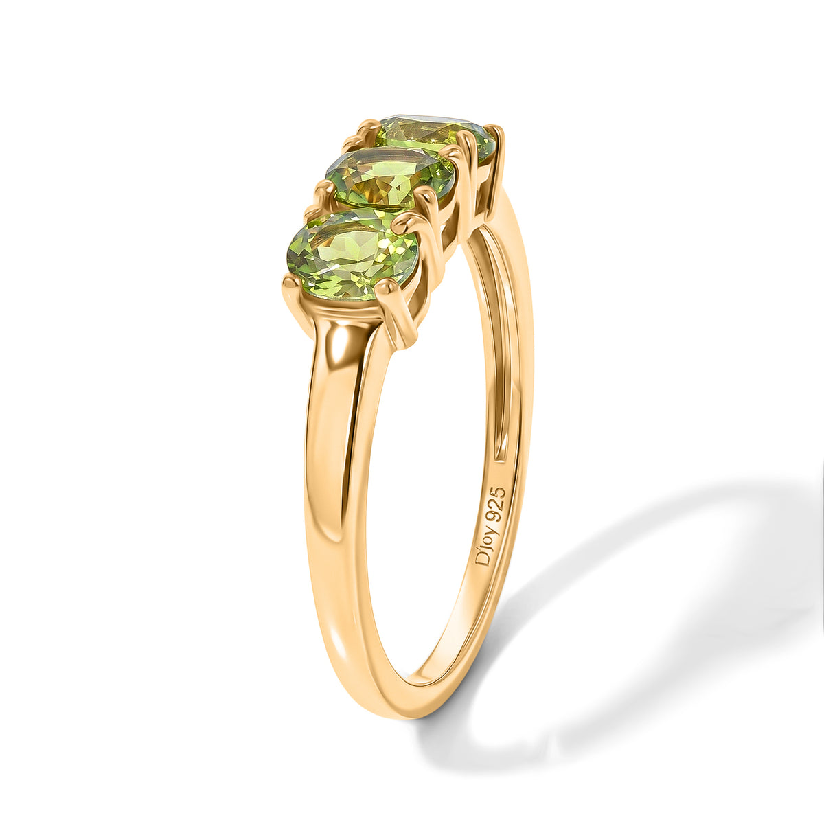 D'Joy - Natural Hebei Peridot Trilogy Ring in Yellow Gold Plated Sterling Silver 1.15 Ct. V32524136 4