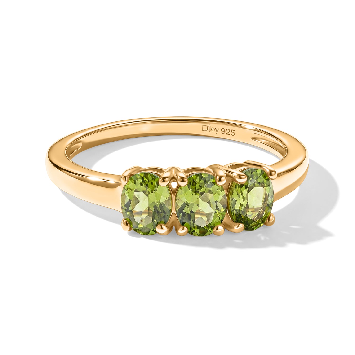 D'Joy - Natural Hebei Peridot Trilogy Ring in Yellow Gold Plated Sterling Silver 1.15 Ct. V32519493 0