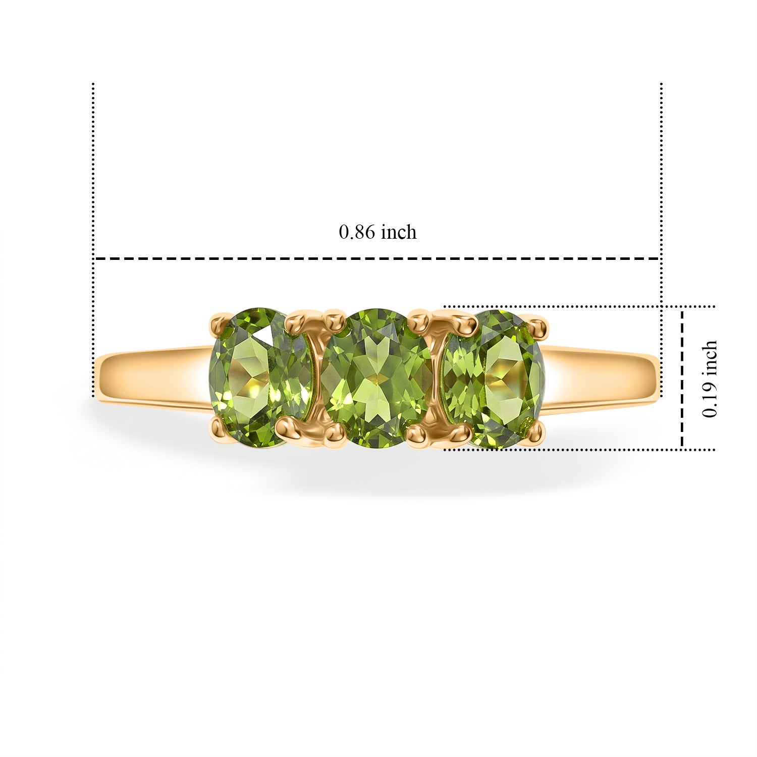 D'Joy - Natural Hebei Peridot Trilogy Ring in Yellow Gold Plated Sterling Silver 1.15 Ct. V32519493 6