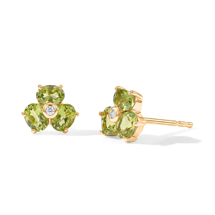 D'Joy - Natural Hebei Peridot &amp; White Zircon Stud Earring with Push Back in Yellow Gold Plated Sterling Silver 1.10 Ct. 8662605 1
