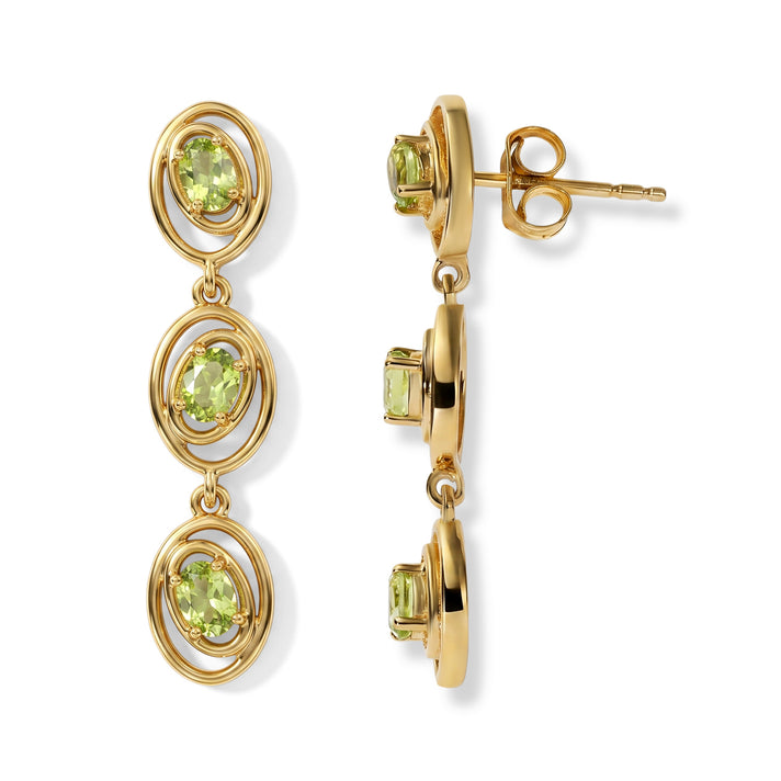 D'Joy - Natural Hebei Peridot Dangling Earring with Push Back in Yellow Gold Plated Sterling Silver 1.20 Ct. 8662606 1