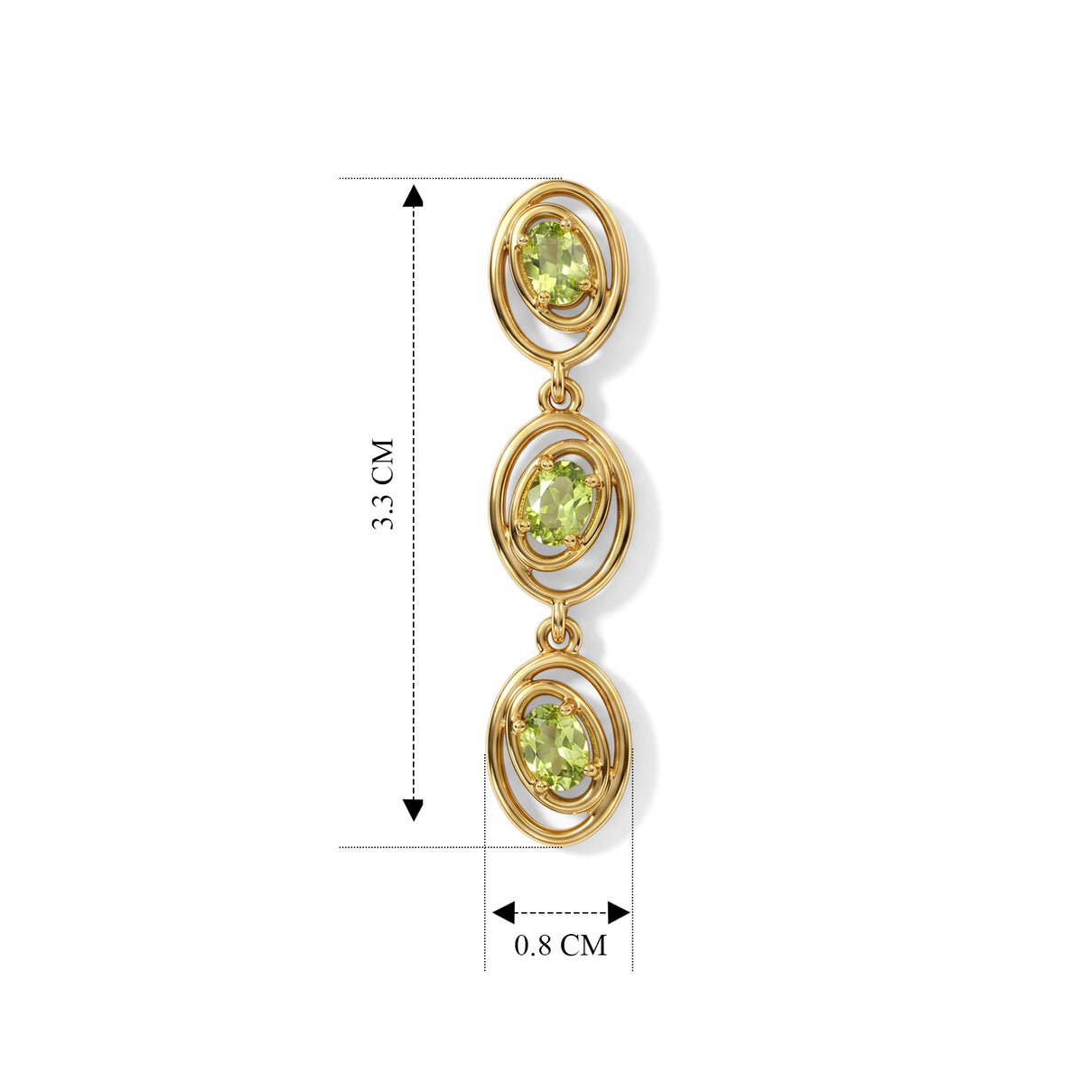 D'Joy - Natural Hebei Peridot Dangling Earring with Push Back in Yellow Gold Plated Sterling Silver 1.20 Ct. 8662606 2